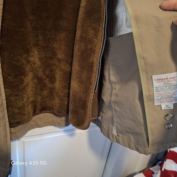 London Fog Men's Weatherproof Jacket Size 42 Long Beige Zip out Liner - Picture 3 of 8